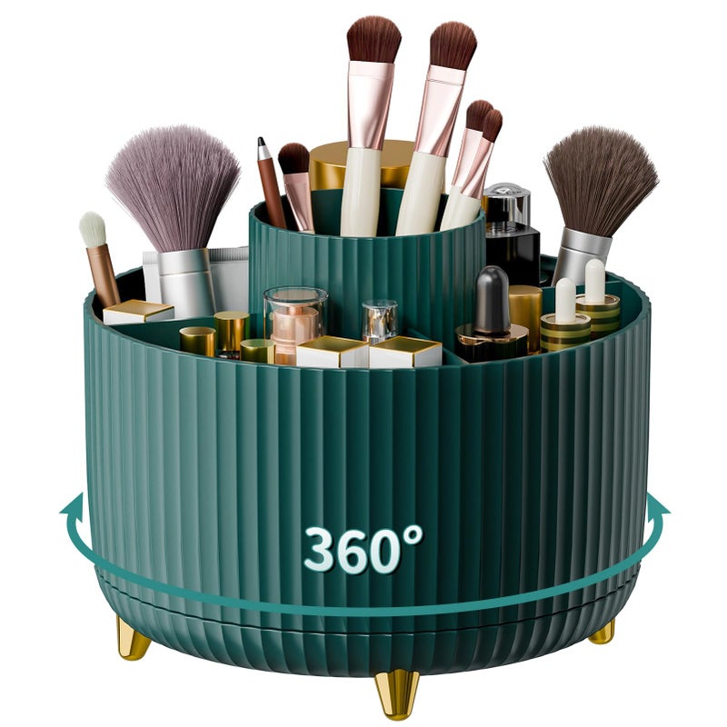 fanado 360 Rotate Makeup Brush Holder Organizer, Makeup Organizers Countertop, Makeup organization and Skincare Storage for Vanity, Desktop, Bathroom (Green) - Image 1